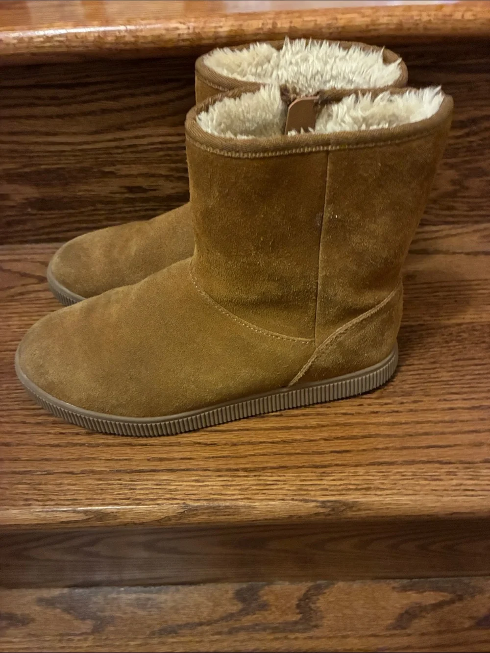 Cat & Jack Girls Brown Suede-Look Faux Fur Boots